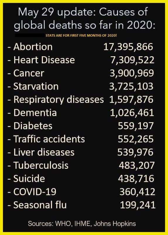 Causes of death in U.S. first 5 months of 2020